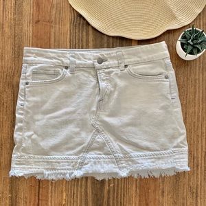 White Cut Off Mini Skirt